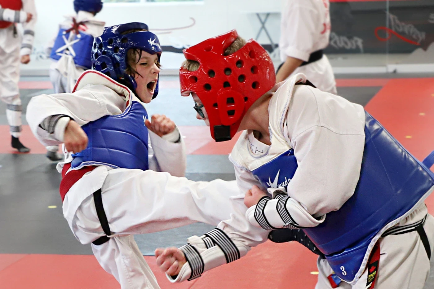 Child building confidence in martial arts